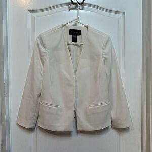 Ann Taylor Factory Women's Elegant Cream Open Front Blazer Suit Jacket